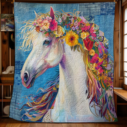 Blue Florals Horse WM1608029CL Quilt