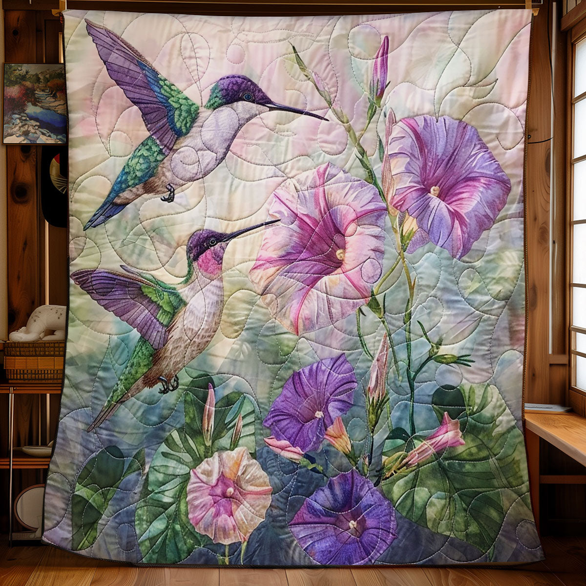 Blur Purple Morning Hummingbirds WM2008008CL Quilt