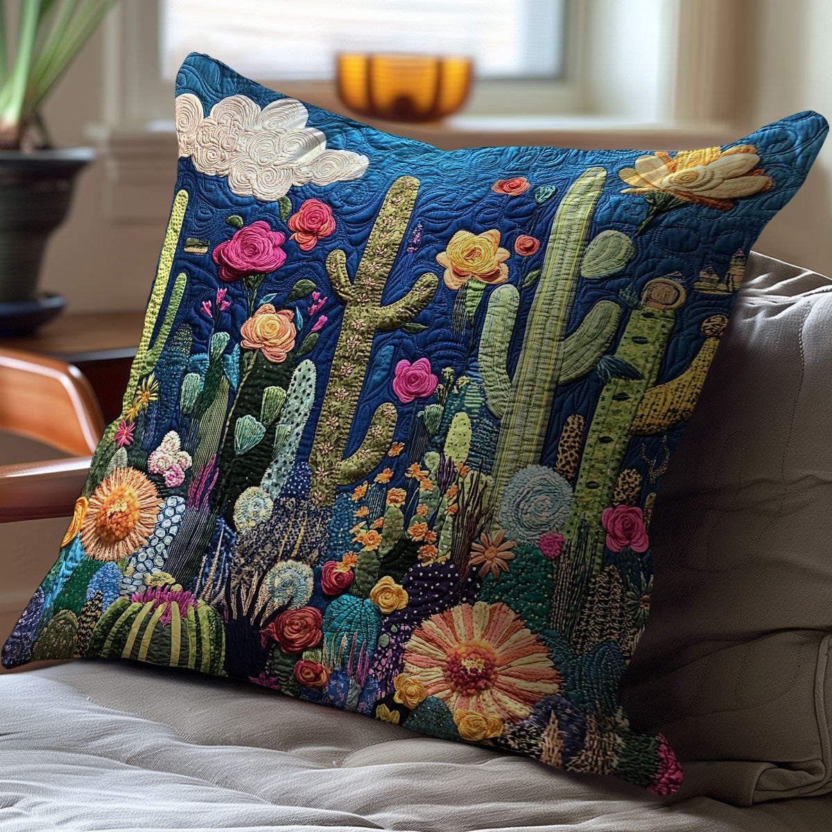 Cactus In Night WM0308134CL Quilt Pillow Case