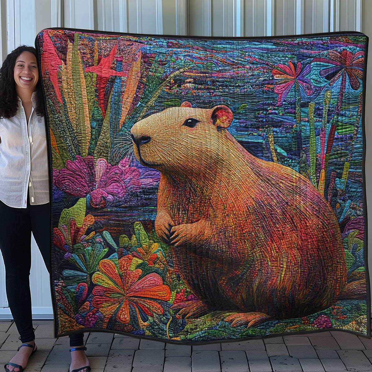 Capybara And Flowers WN0708053CL Quilt