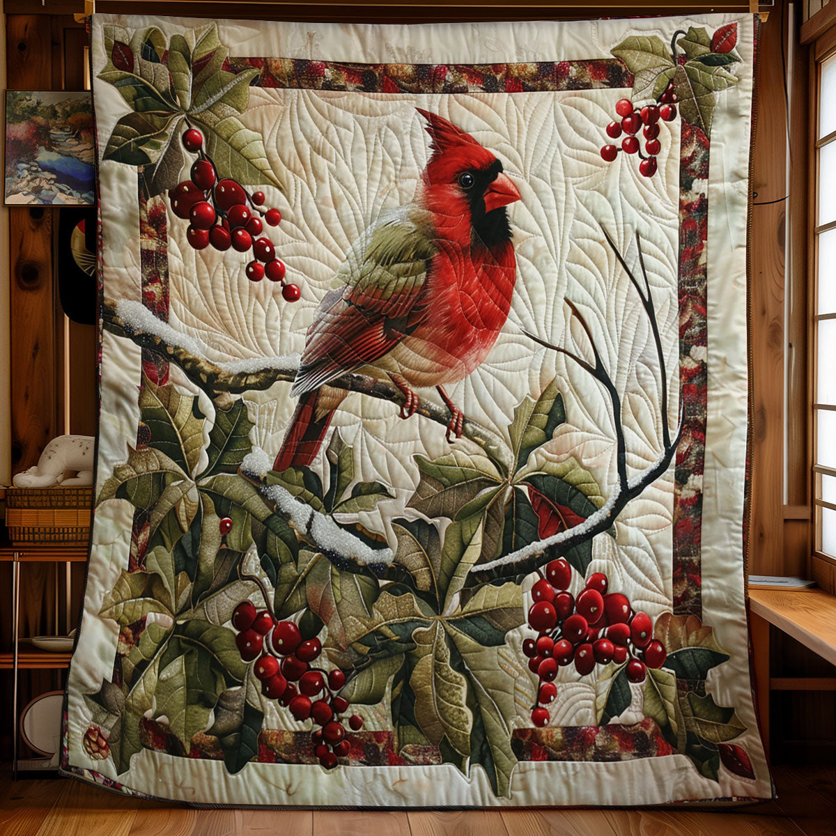 Cardinals And Berries WM2008033CL Quilt