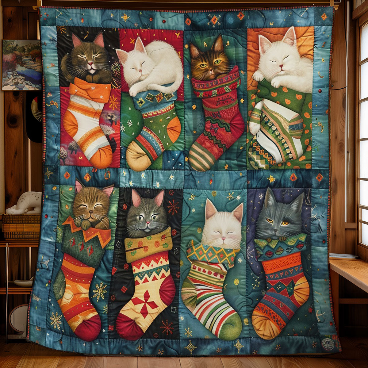 Cartoon Cats On Socks WM1908012CL Quilt