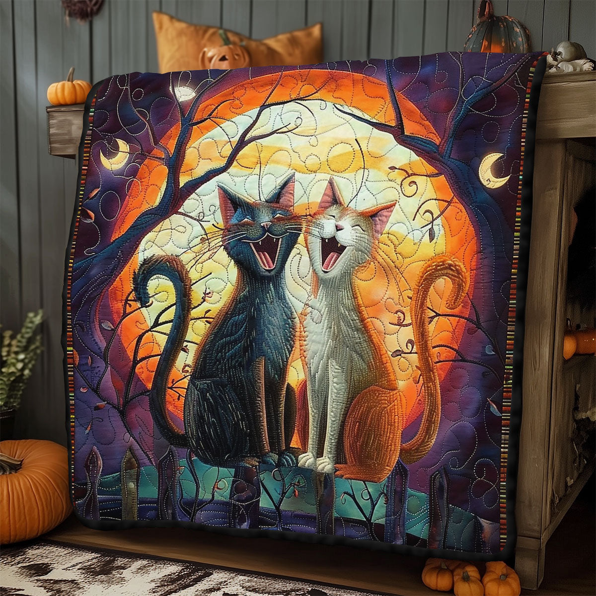 Cat Night Halloween SR2008026CL Quilt