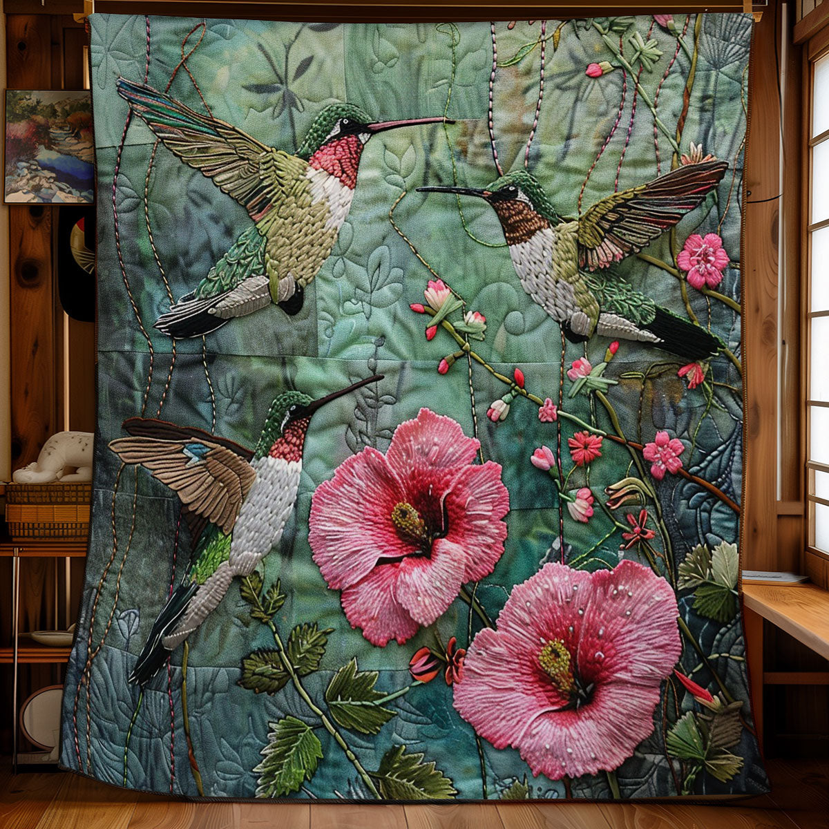 Charming Embroidy Hummingbirds WM2308011CL Quilt