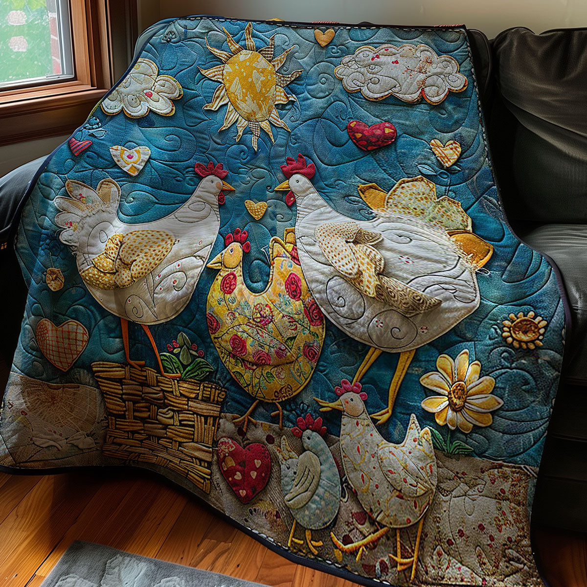 Chickens Family WM290701CL Quilt