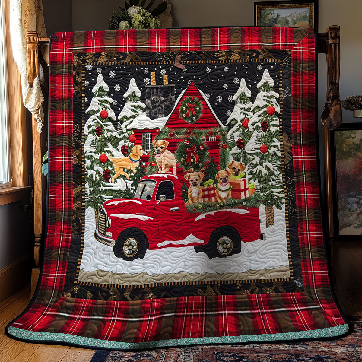 Chihuahua Xmas On Red Truck WN1109034CL Quilt