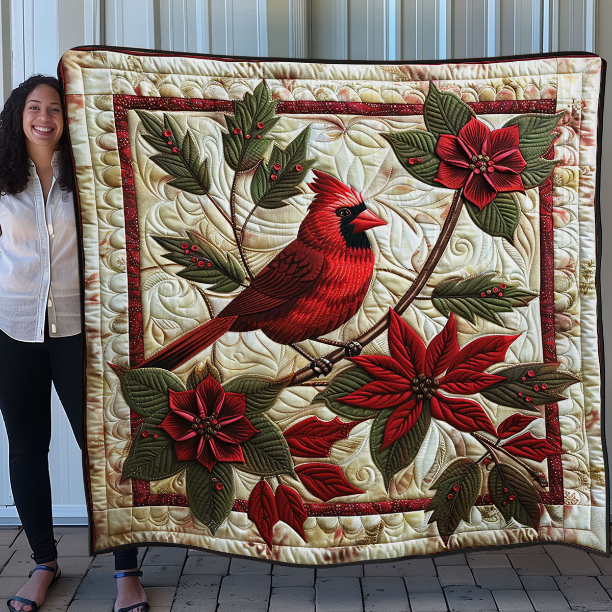 Christmas Cardinal SR1608046CL Quilt