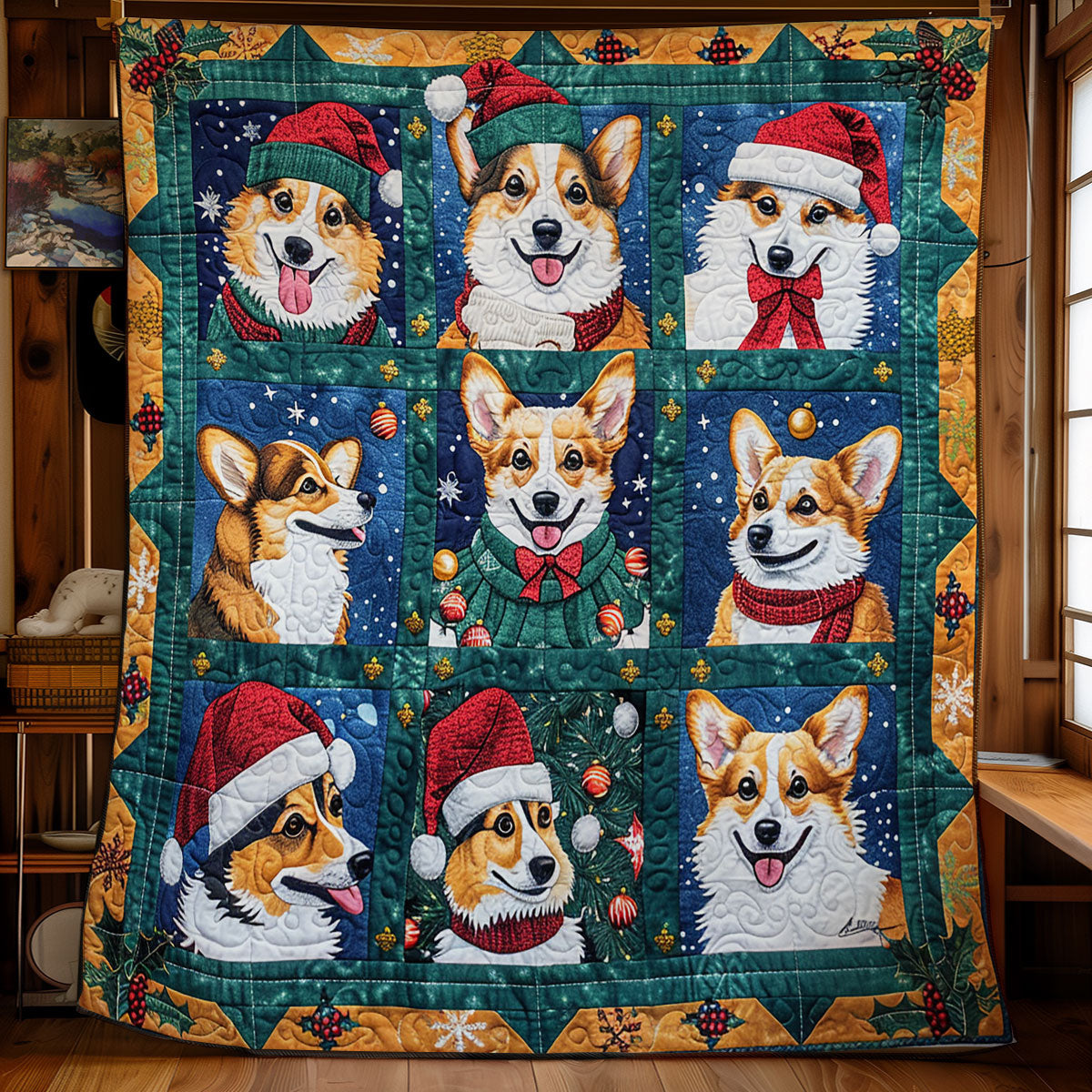 Christmas Corgi WM2008014CL Quilt