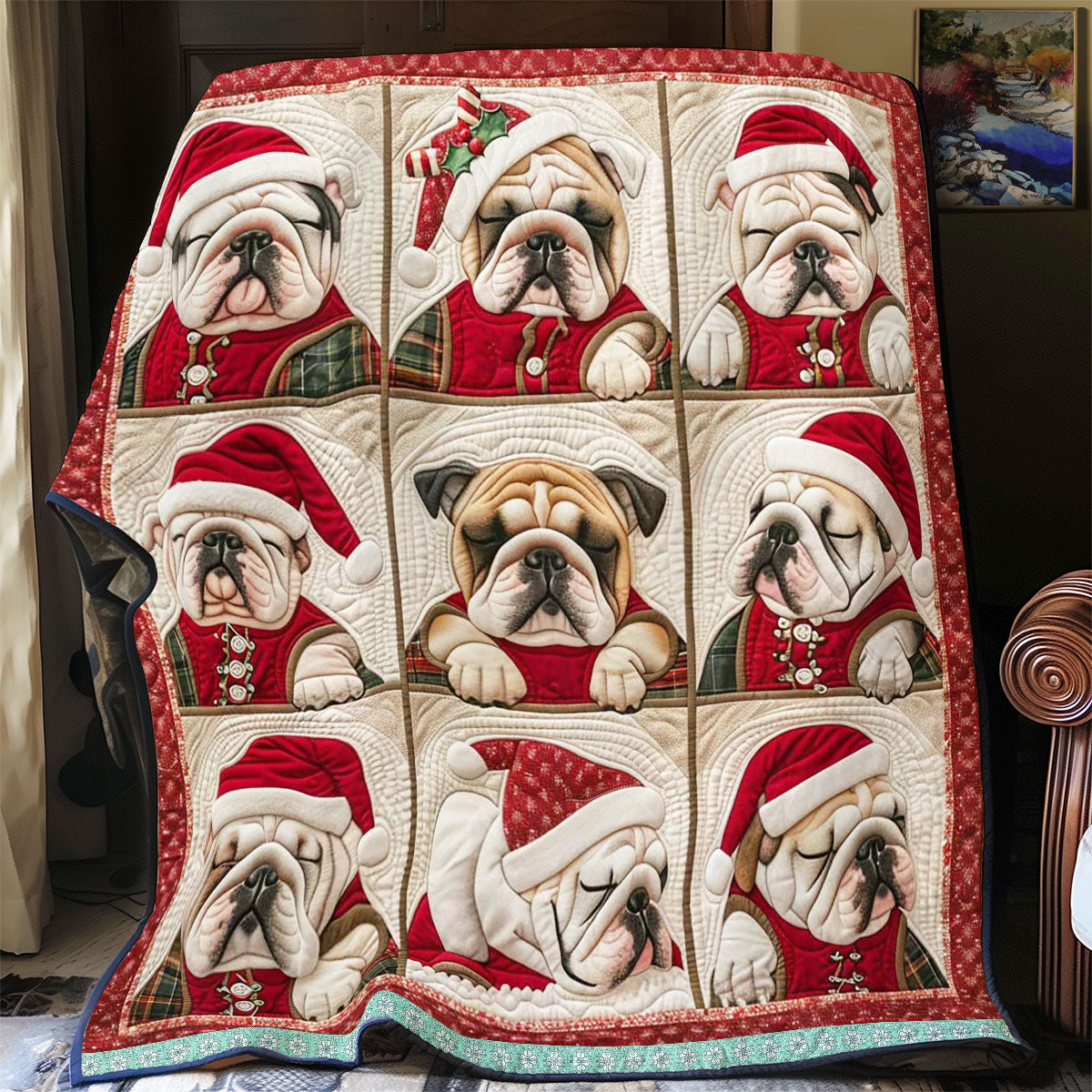 Christmas French Bulldogs Cute WN1609081CL Quilt