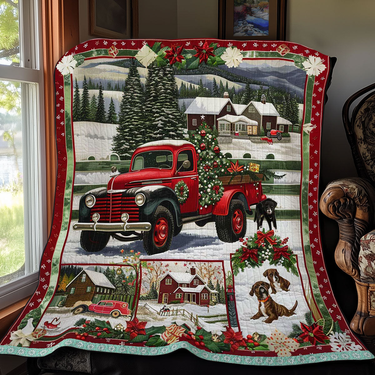 Christmas Morning with Bernese Mountain WN3008013CL Quilt