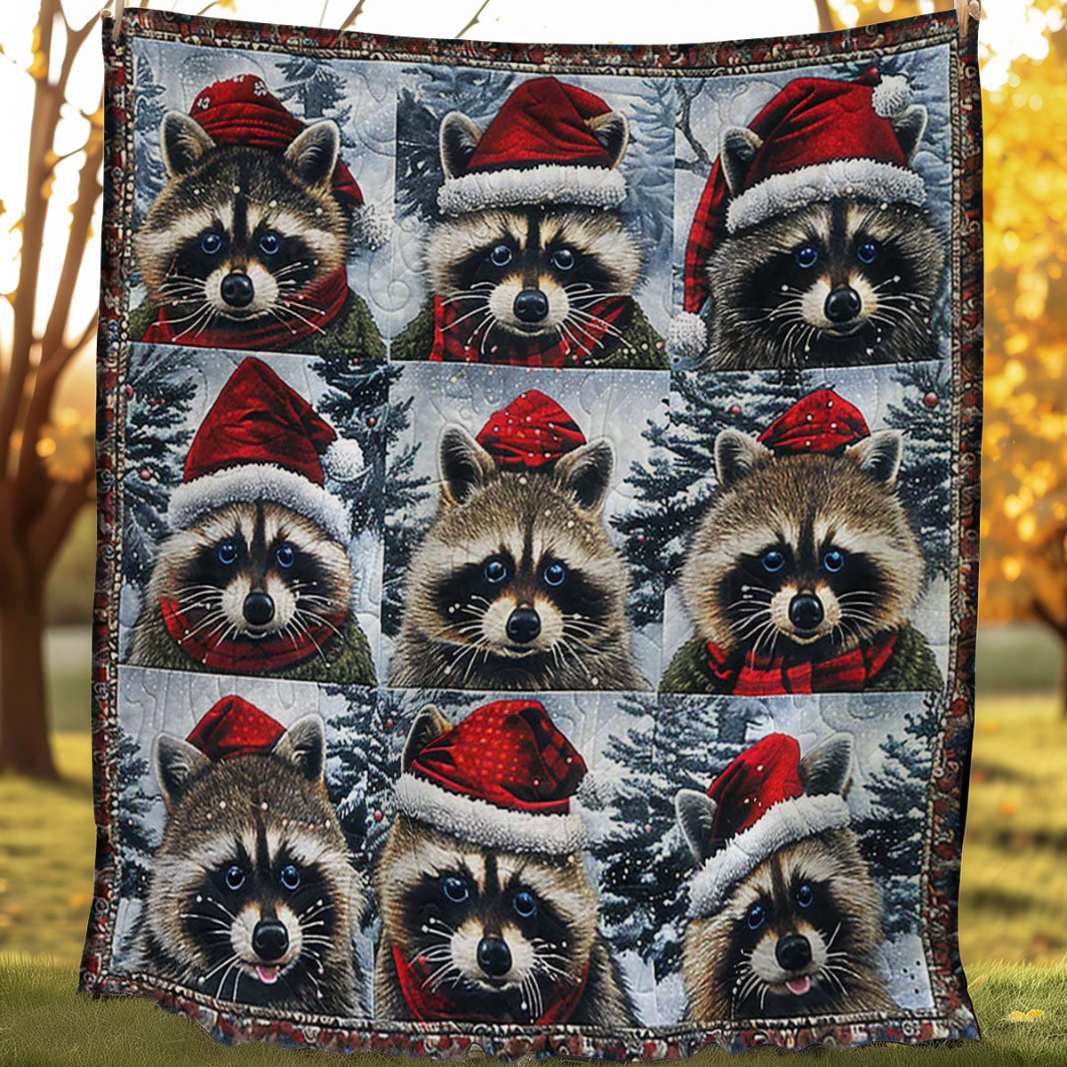 Christmas Raccoon Cheer WN1508076CL Quilt