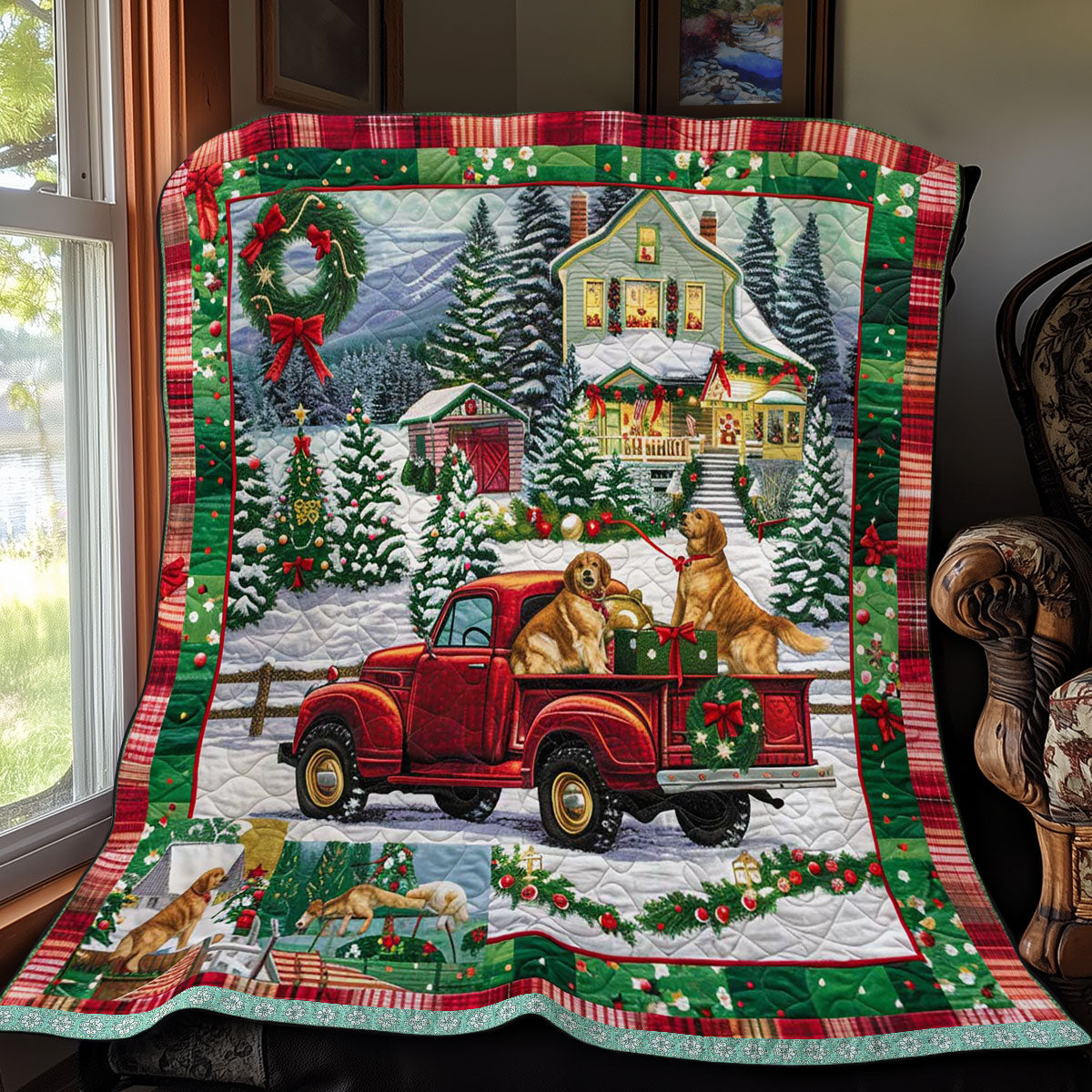 Christmas Truck Puppies WN3008050CL Quilt