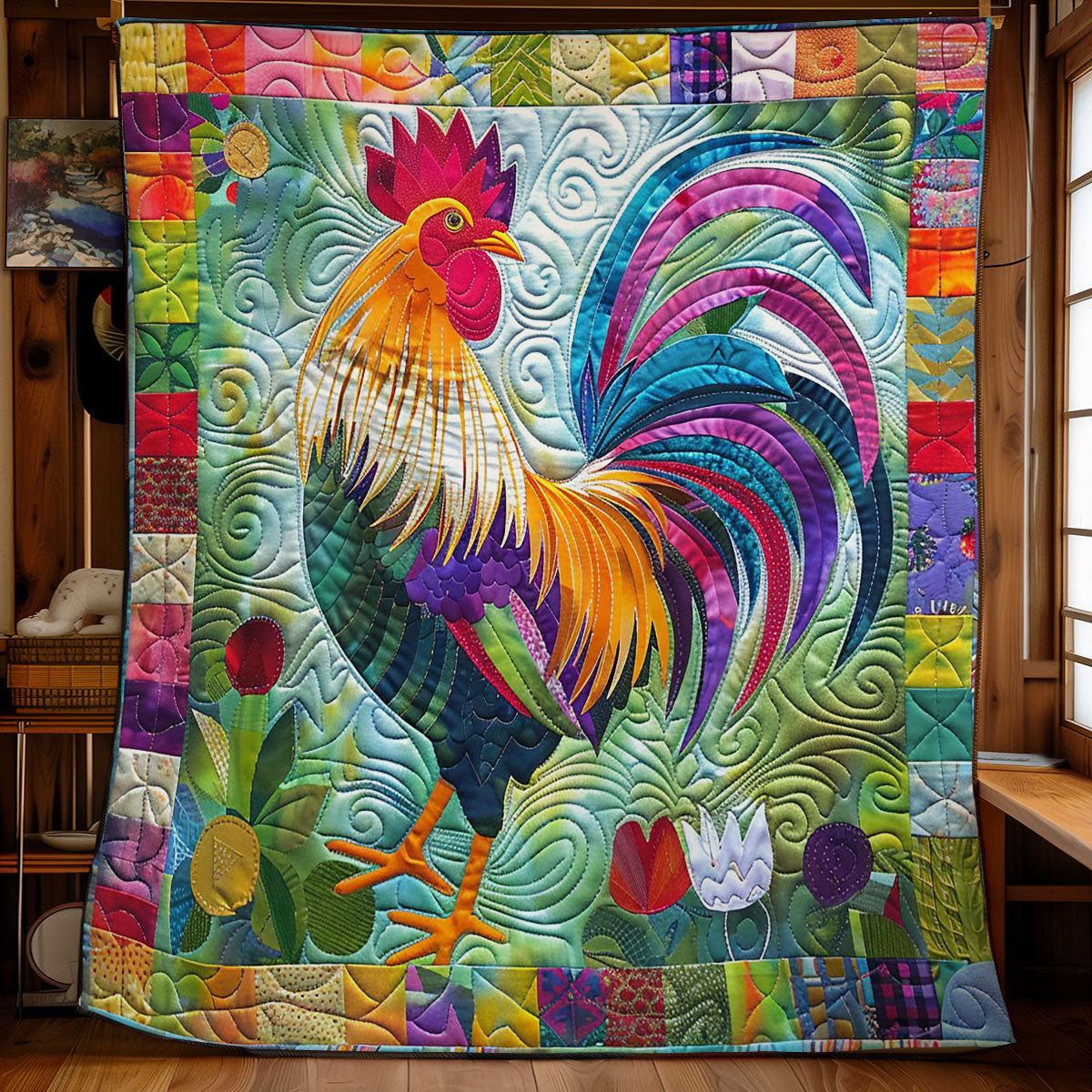 Colorful Rooster WM2408007CL Quilt