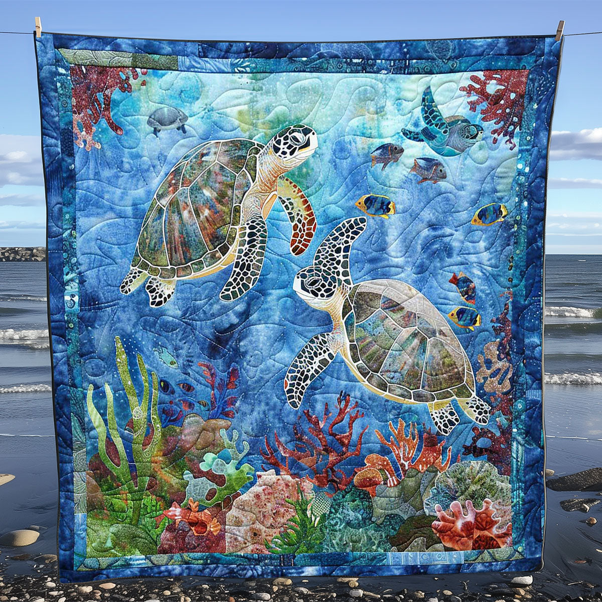 Coral Turtle Glide WN0808071CL Quilt