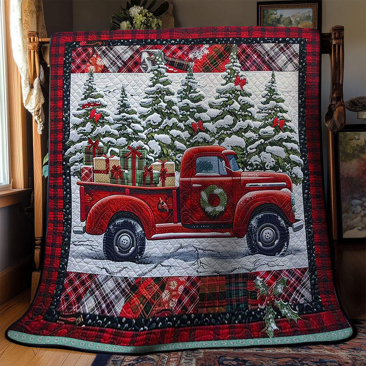 Cozy Christmas Red Truck WN1109007CL Quilt