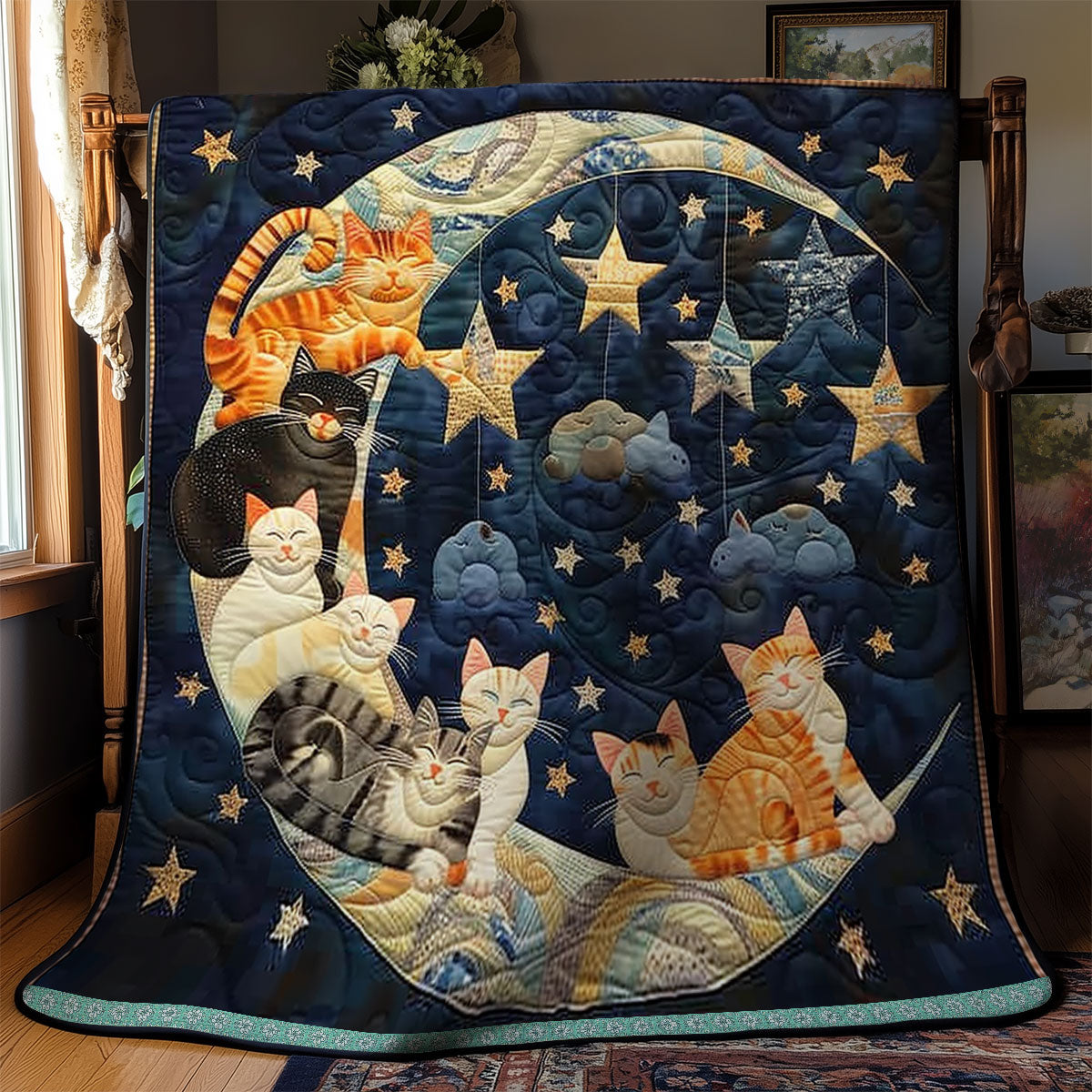 Crescent Moon Cats Rest WN0909095CL Quilt