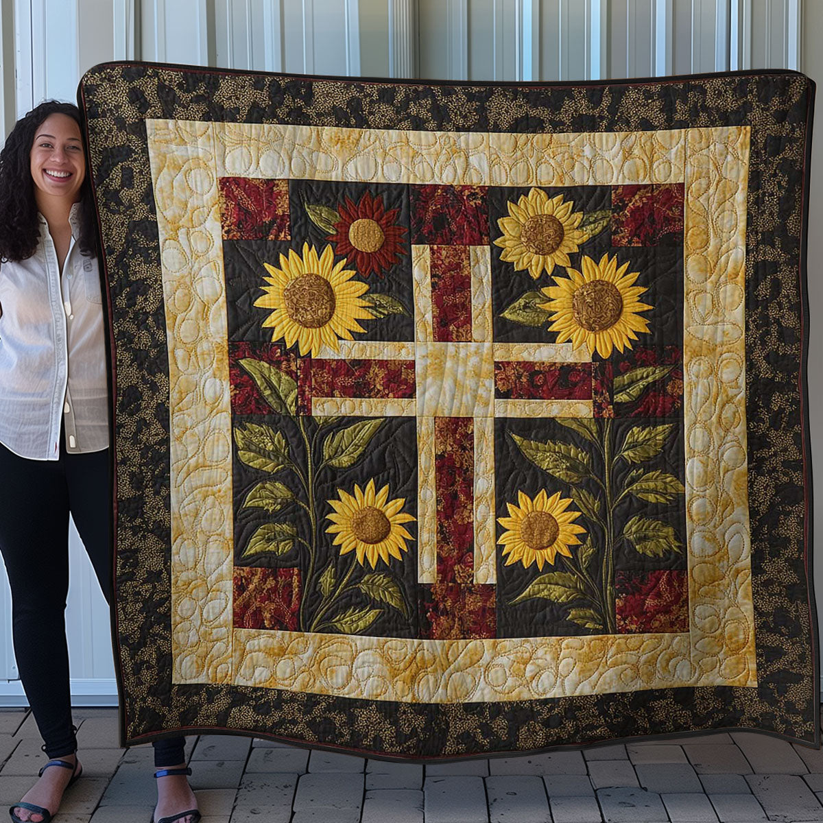 Cross And Sunflowers WN0208045CL Quilt