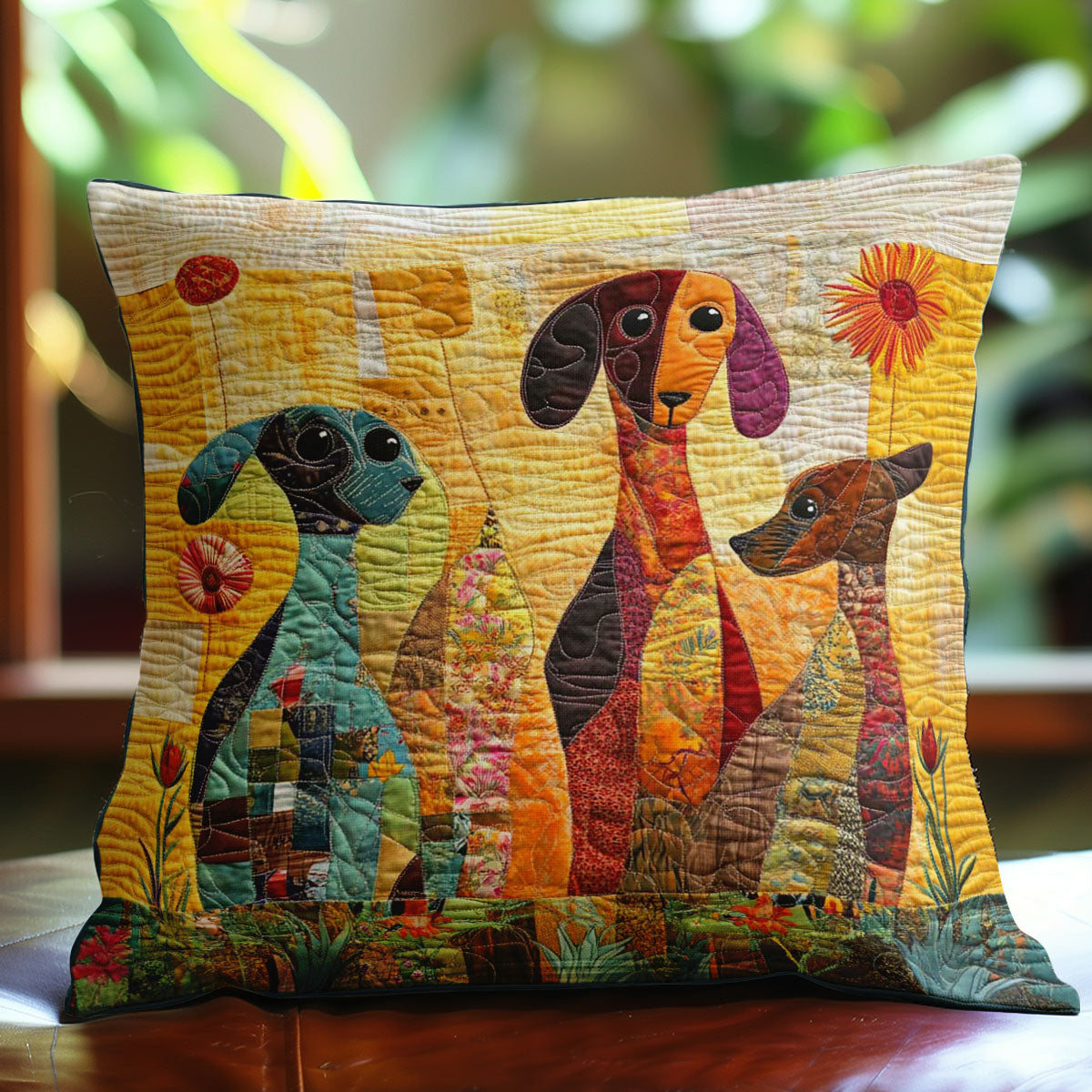 Dachshund And Flowers WN2208062CL Quilt Pillow Case