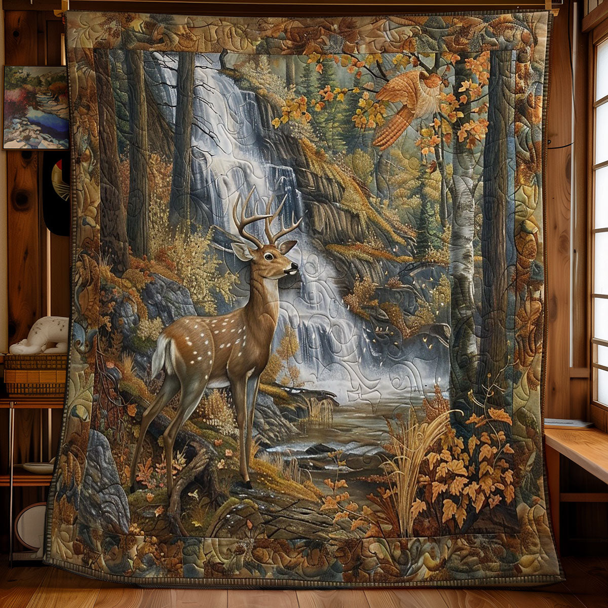Disoriented Deer Autumn Forest WM2108002CL Quilt