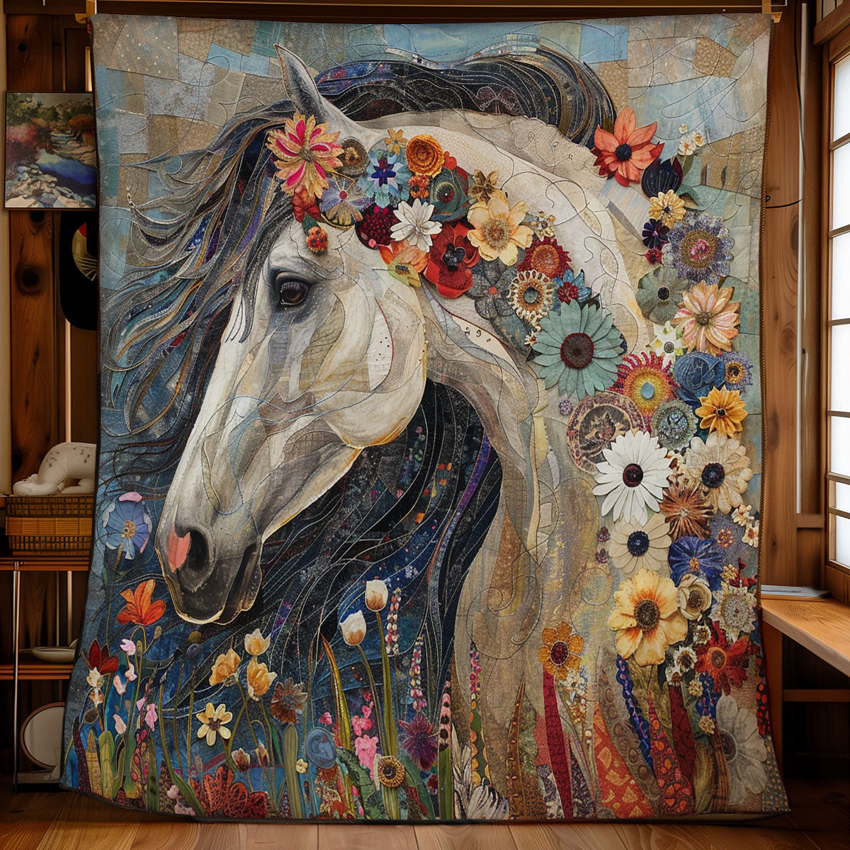 Elegant Florals Horse WM1608021CL Quilt