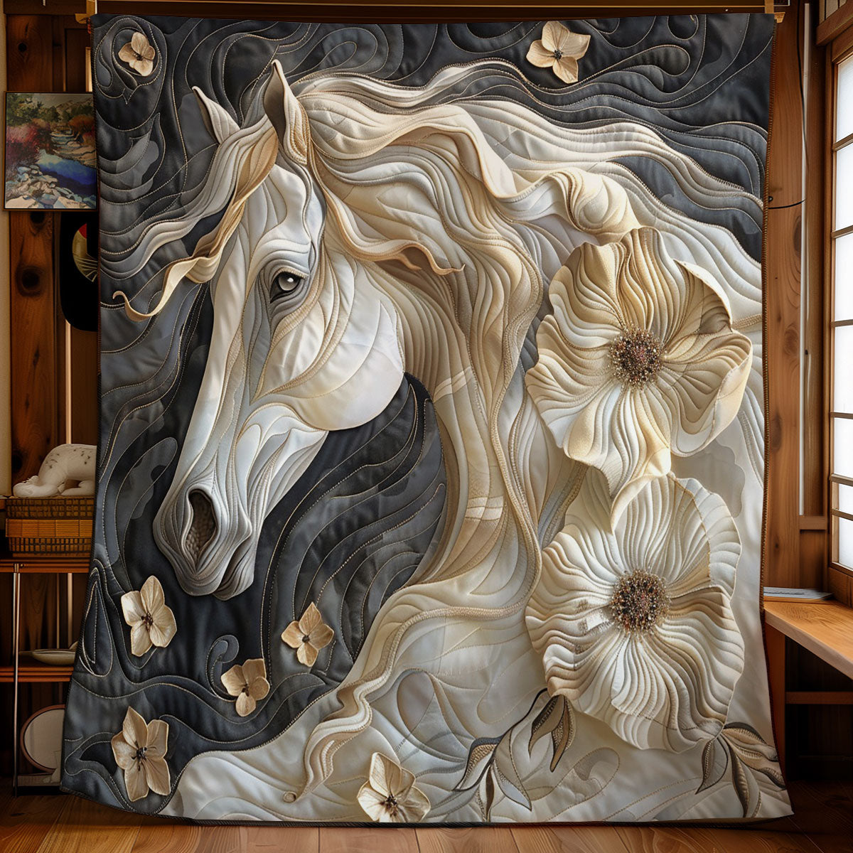 Elegants Beige Horse WM2308023CL Quilt