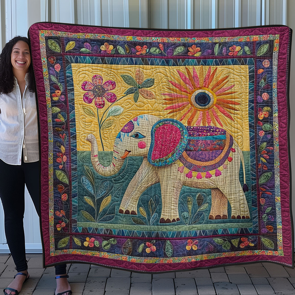 Elephant Harmony WN0108059CL Quilt