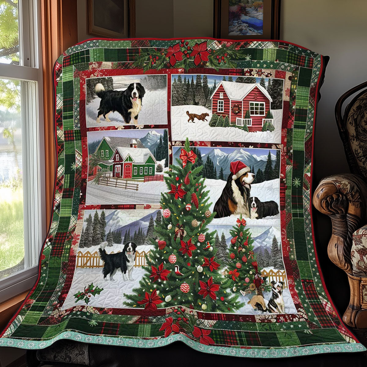 Festive Bernese Mountain WN3008018CL Quilt