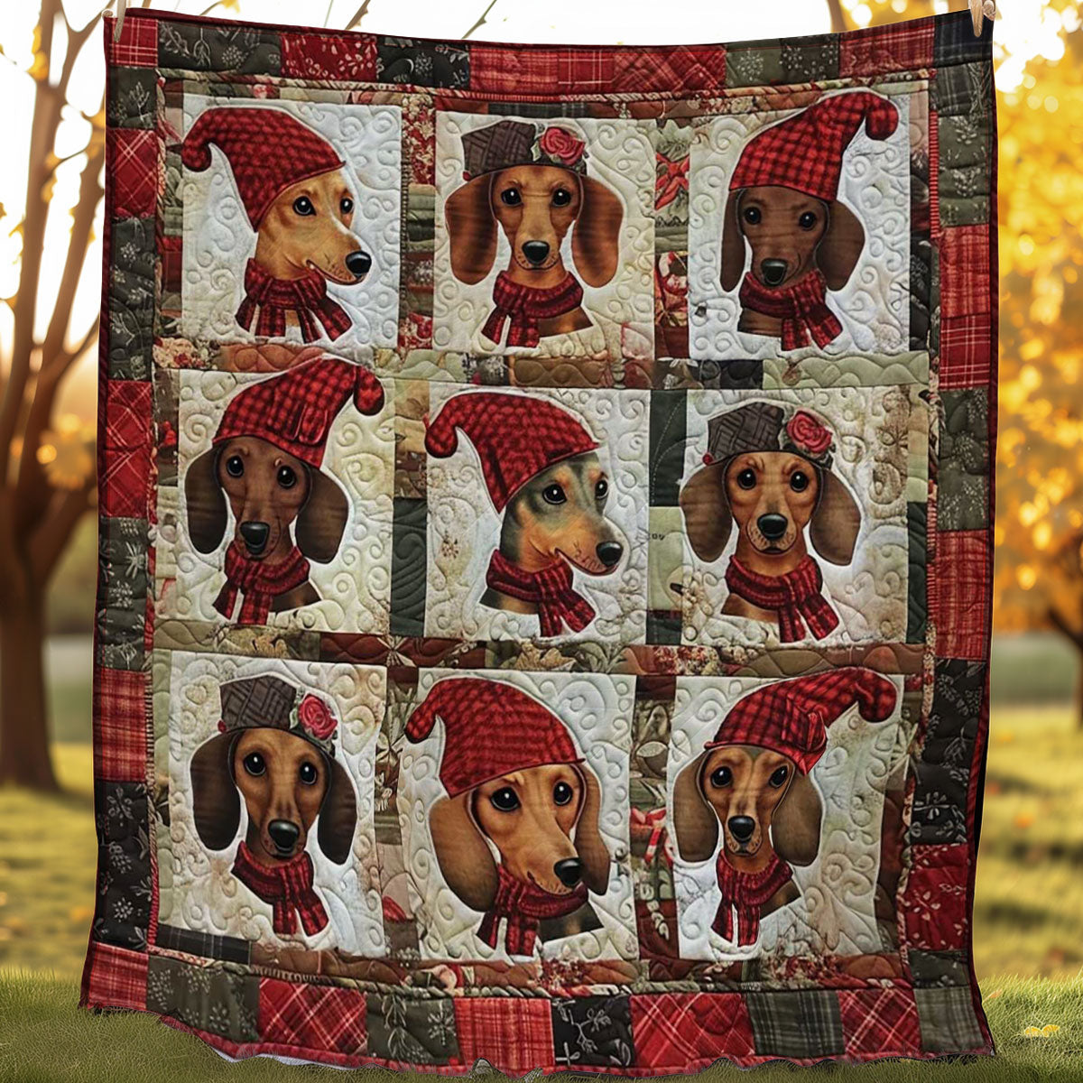 Festive Dachshund WN1508070CL Quilt