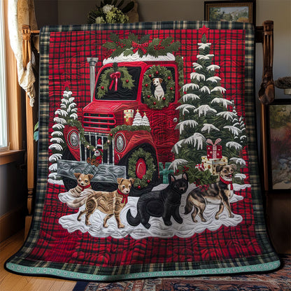 Festive Red Truck And Chihuahuas WN1109037CL Quilt