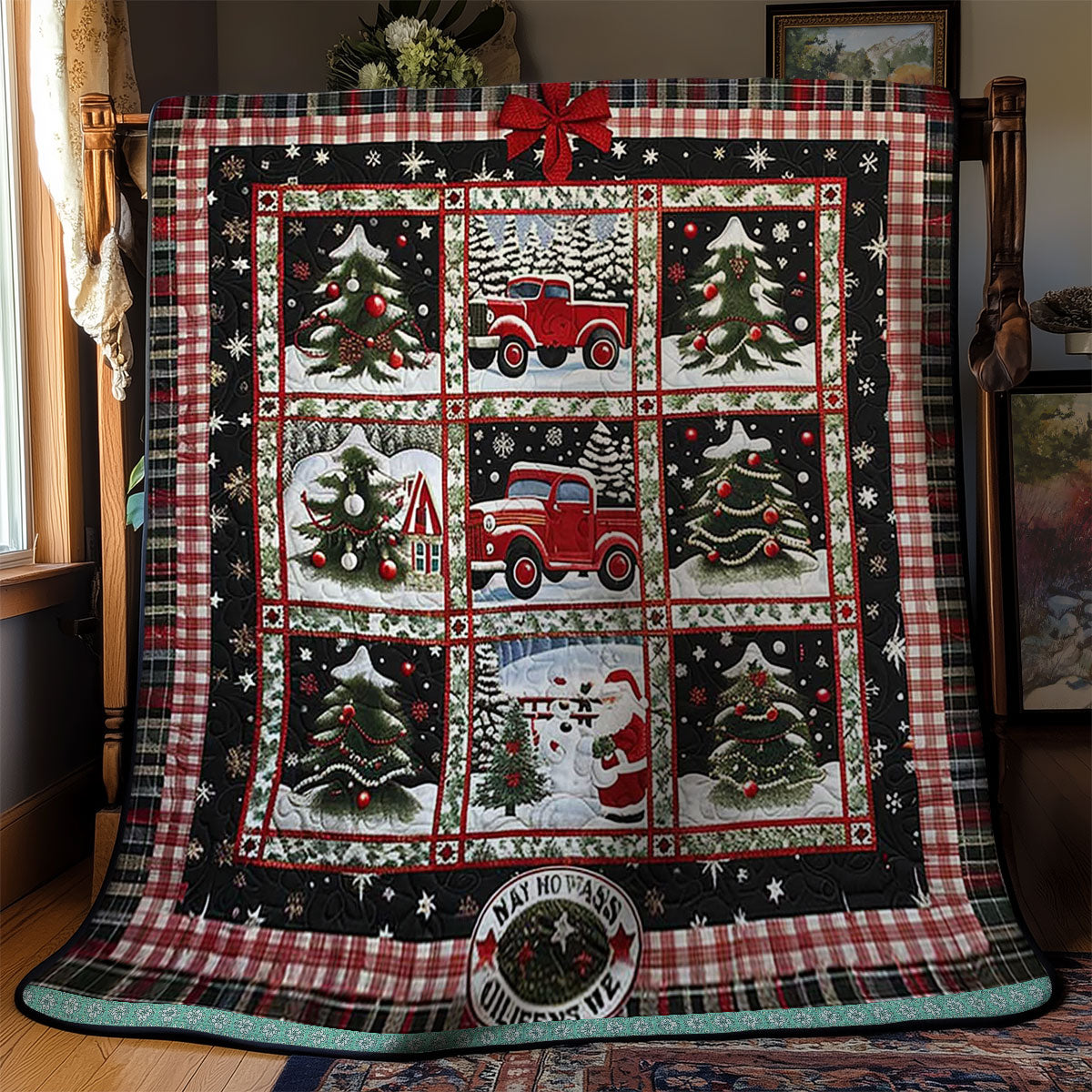 Festive Tree And Santa Truck WN1109042CL Quilt