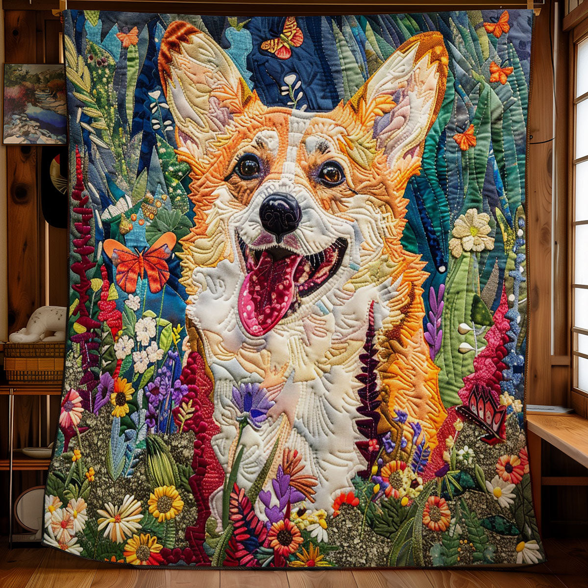 Floral Corgi WM2908021CL Quilt