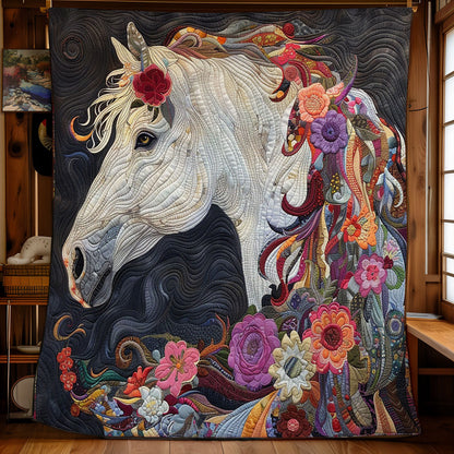 Floral Mane White Horse WM1908030CL Quilt