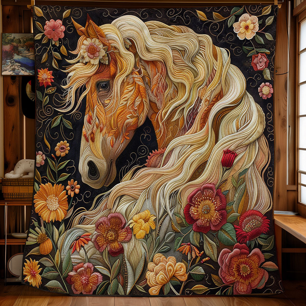 Floral Mane's Horse WM0909017CL Quilt