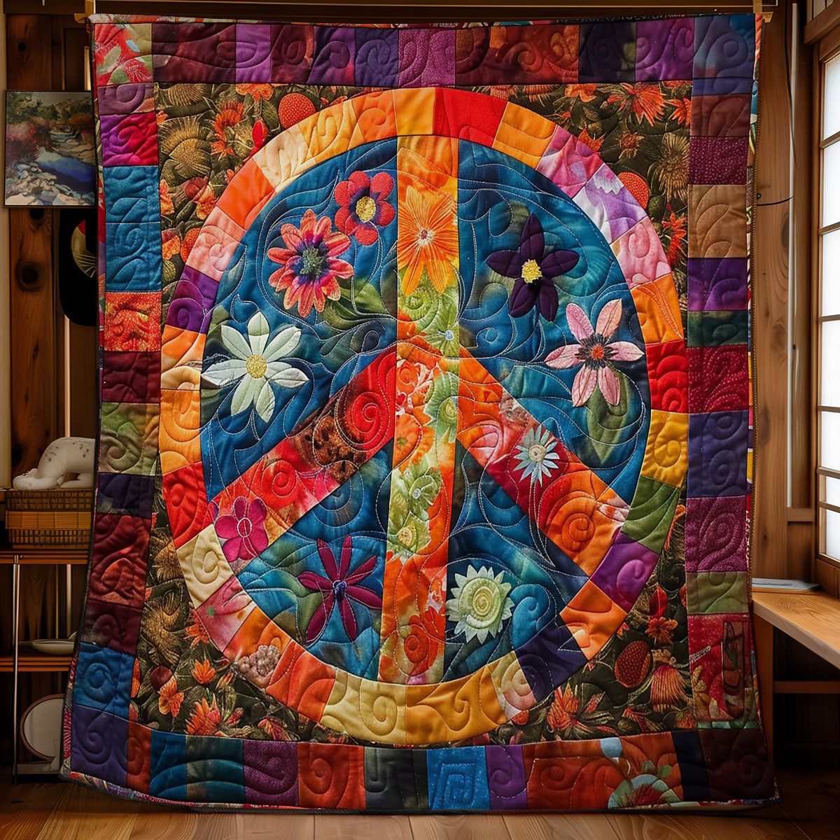 Floral Peace Sign WM0909010CL Quilt