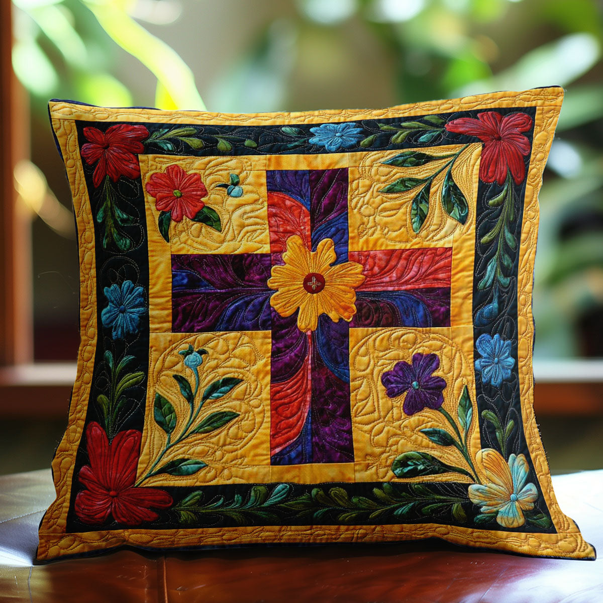 Flowers Cross WN0108014CL Quilt Pillow Case