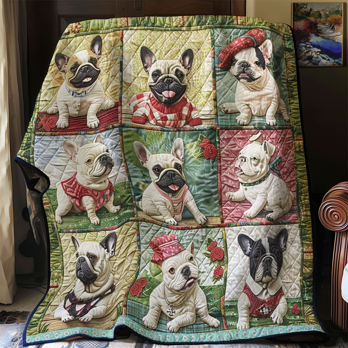 French Bulldogs Lively WN1209033CL Quilt