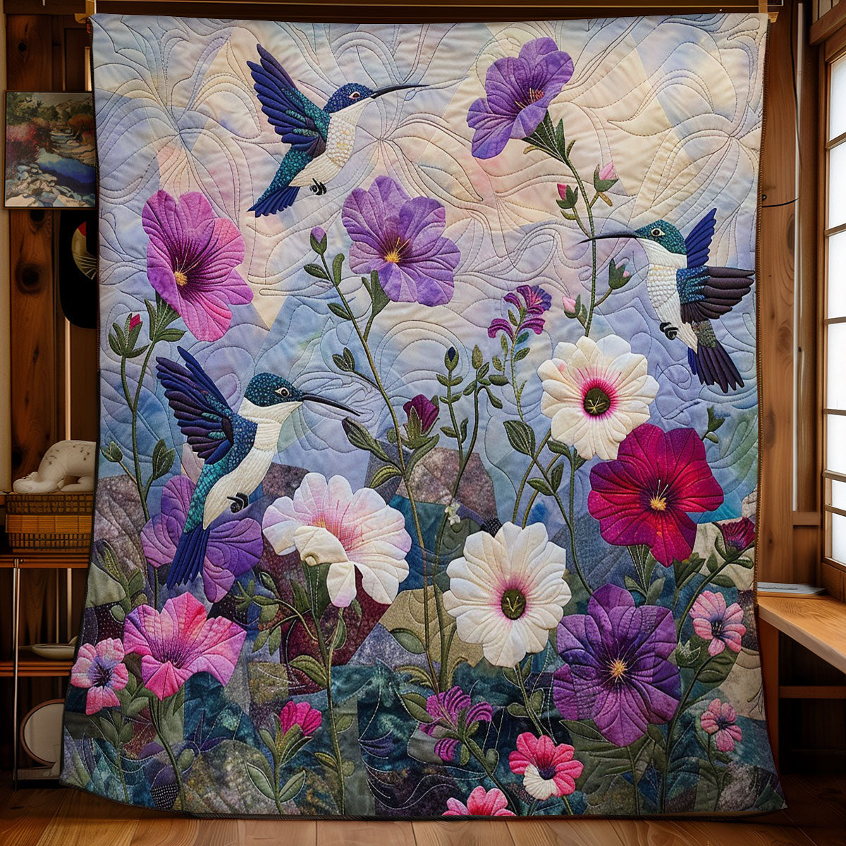 Garden Flowers And Hummingbirds WM2808016CL Quilt