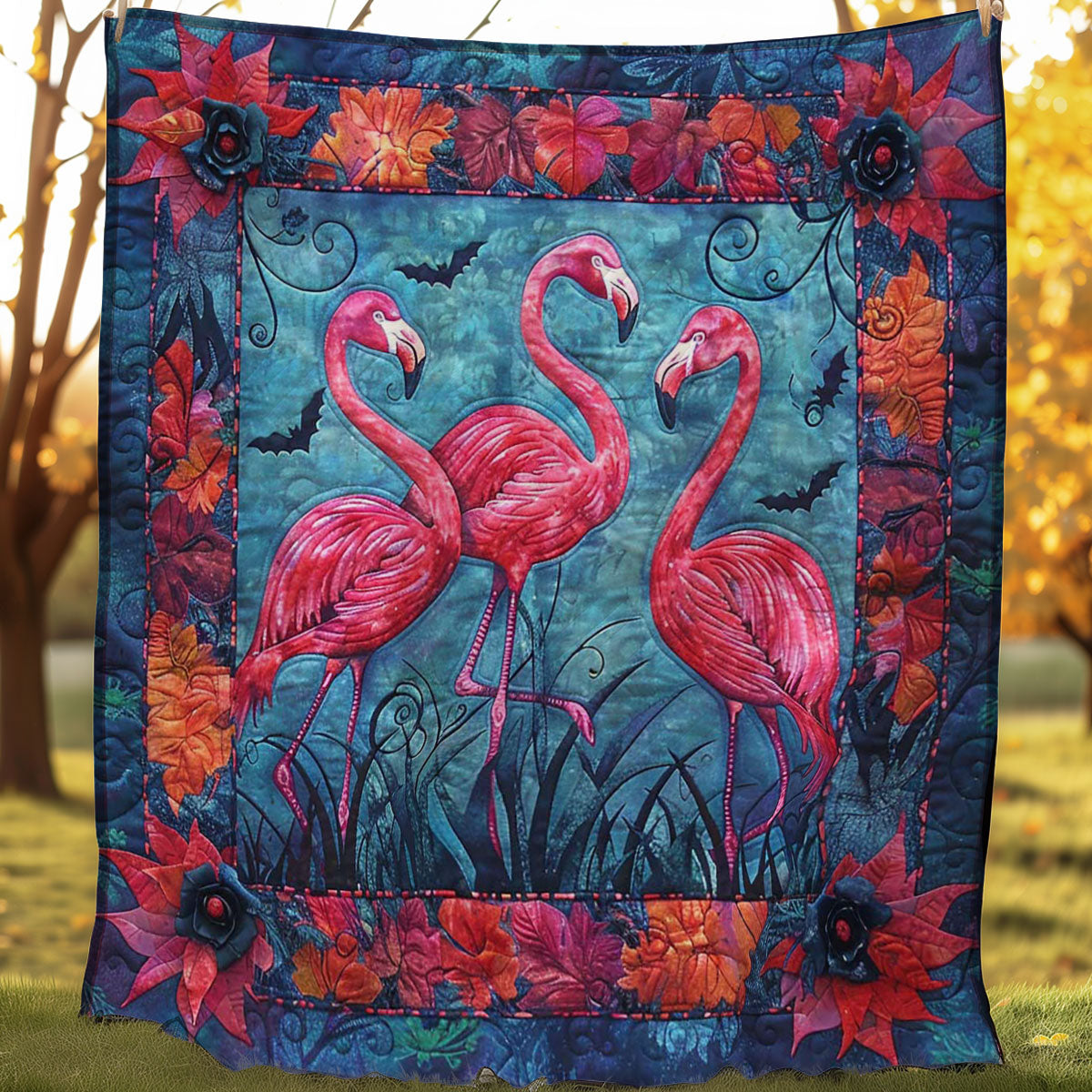 Ghostly Flamingo Perch WN0908012CL Quilt