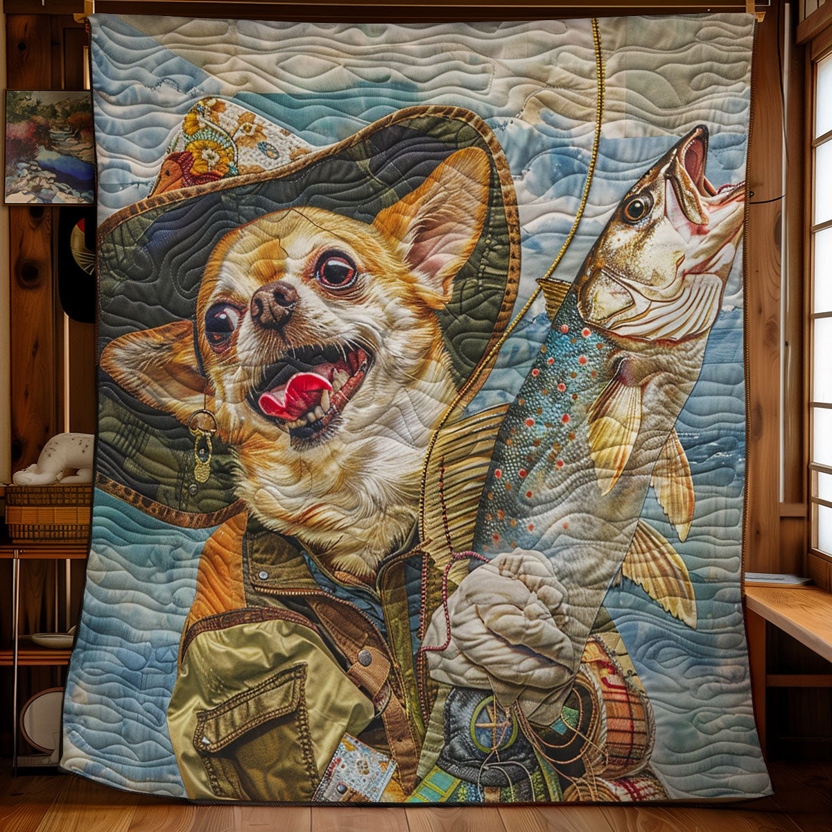 Go Fishing With Chihuahua WM2308003CL Quilt