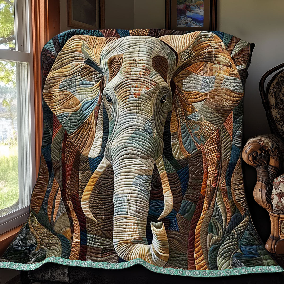 Golden Brown Elephant WN2908040CL Quilt