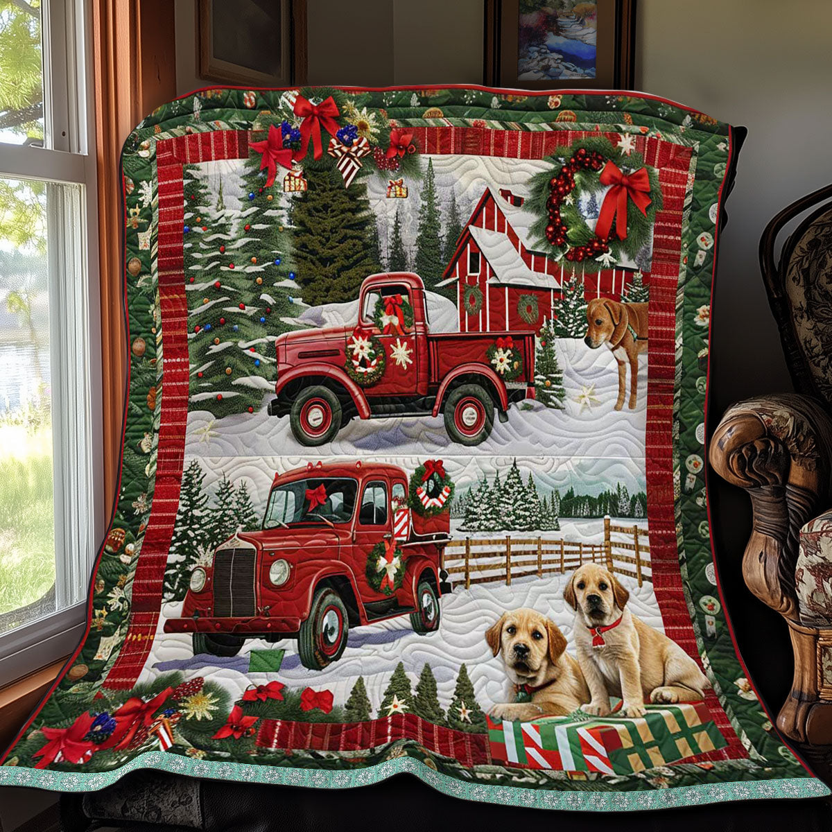 Golden Retriever Christmas Joy WN3008048CL Quilt