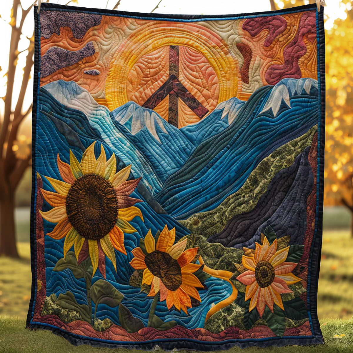 Groovy Peace & Sunflowers WN1008044CL Quilt