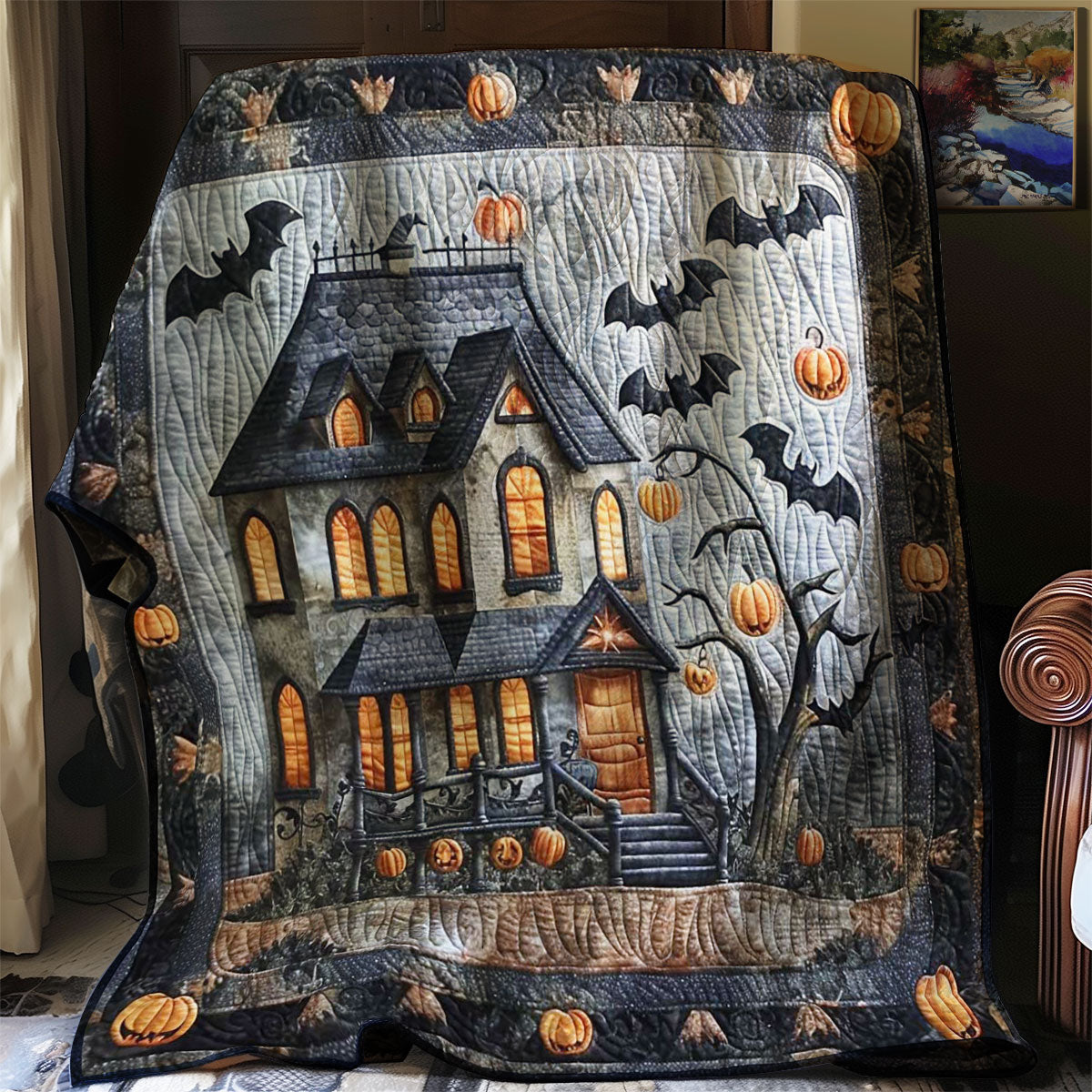 Halloween Haunted Manor WN1408076CL Quilt