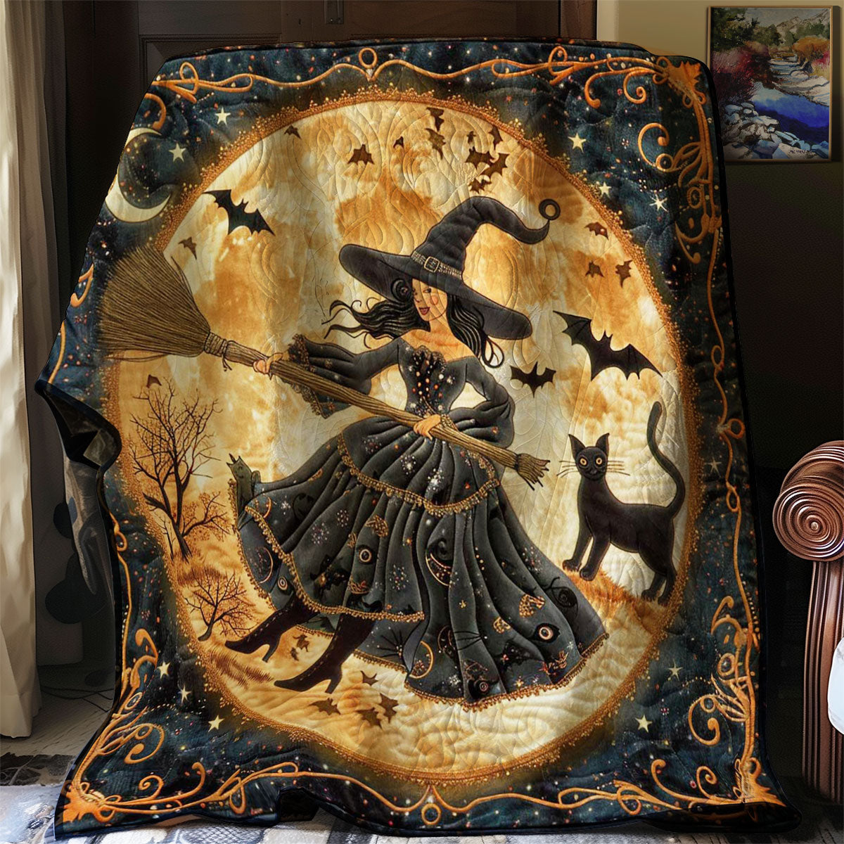 Halloween Moonlight Witch WN1908077CL Quilt
