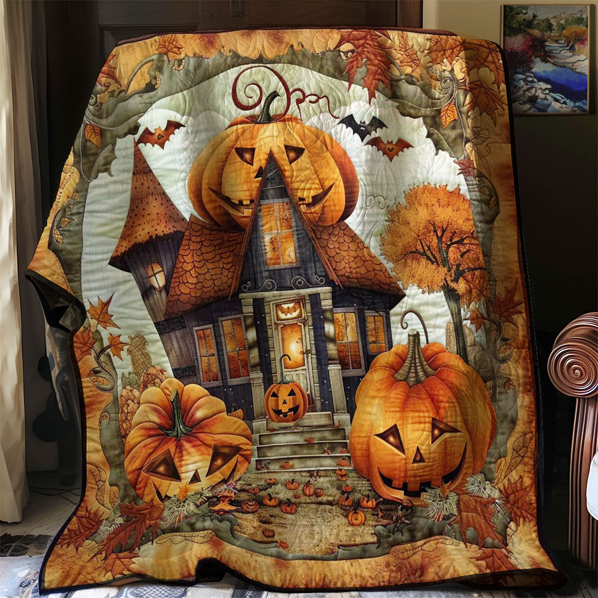 Halloween Pumpkin Retreat WN1908065CL Quilt