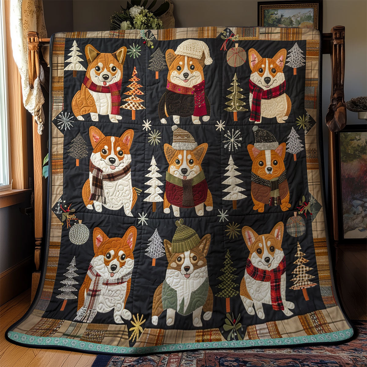Happy Corgi Smile WN0909030CL Quilt