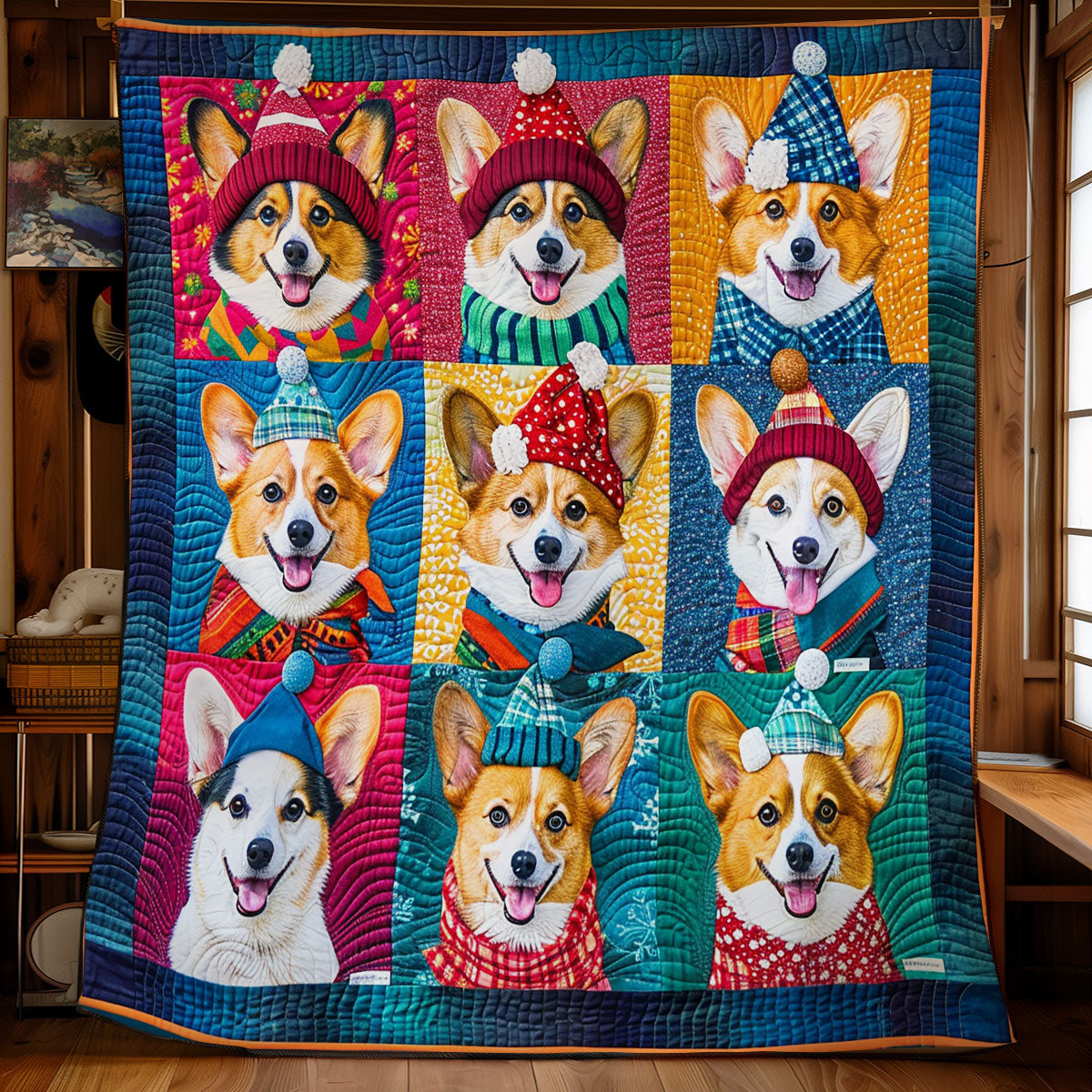 Happy Corgi WM2008013CL Quilt