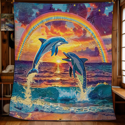 Happy Sunset Dolphins Couple WM0909018CL Quilt
