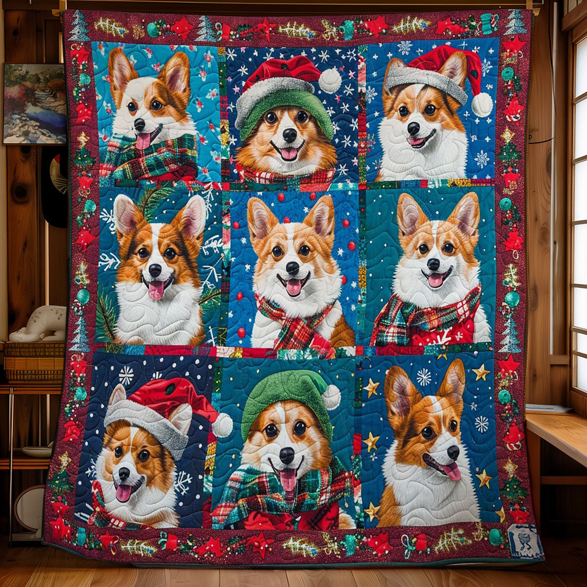 Happy Winter Corgi WM1908021CL Quilt