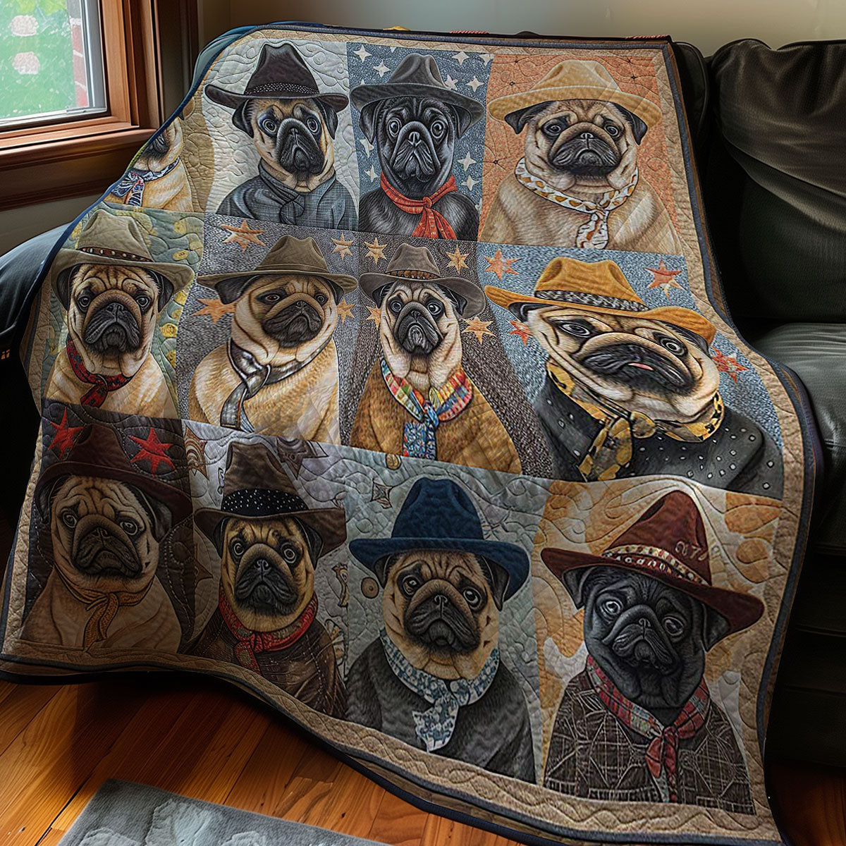 Hats Pugs WM2907001CL Quilt